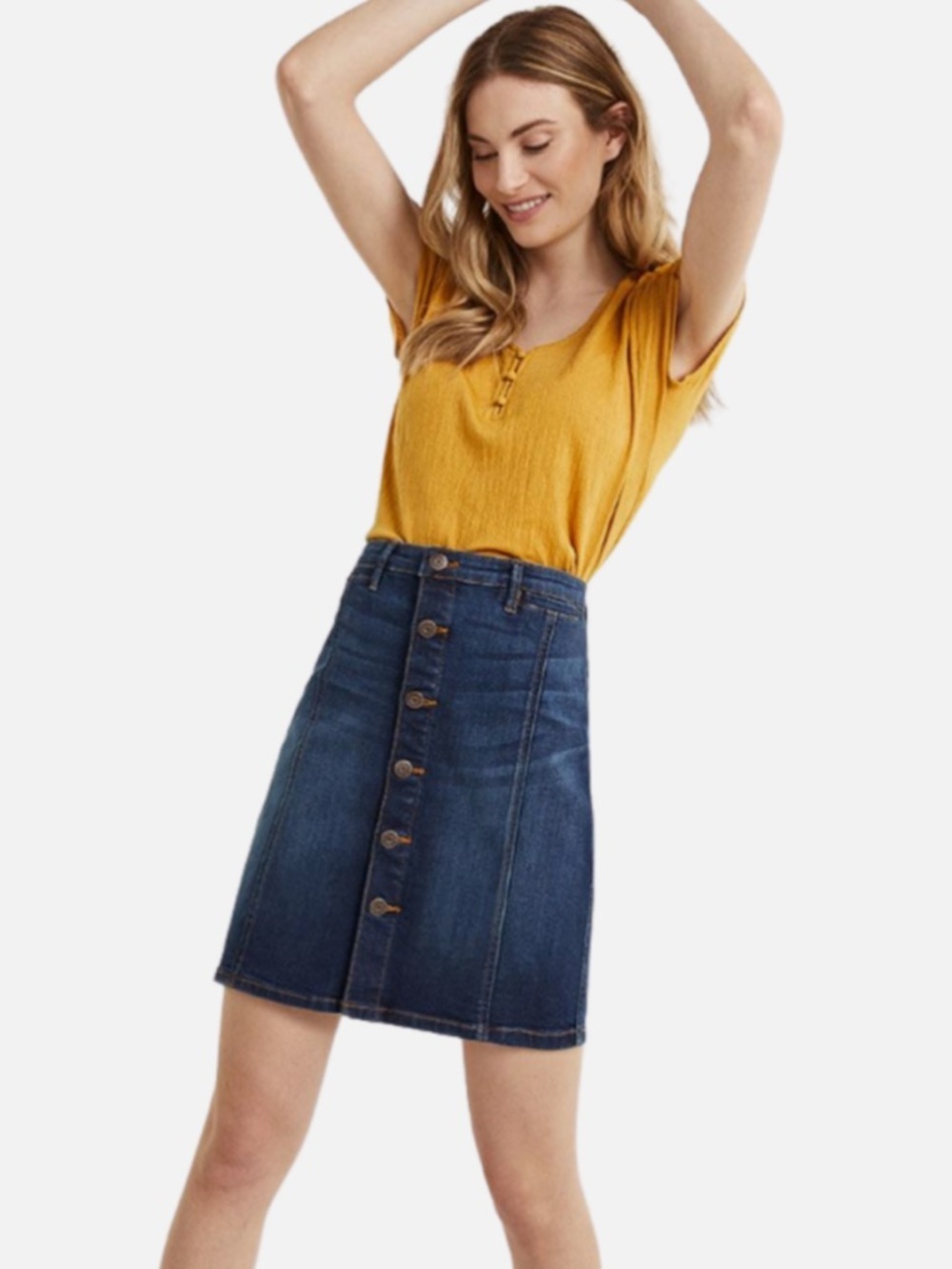 Reitman’s Dark Blue Denim Button-Front Mini Skirt - Size 31 - Picture 1 of 8